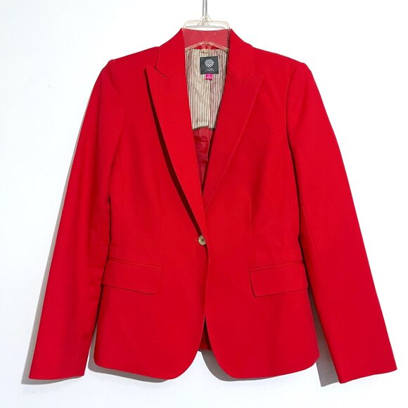 Vince Camuto Cotton Single Button Peak Lapel Blazer Red - Picture 1 of 13